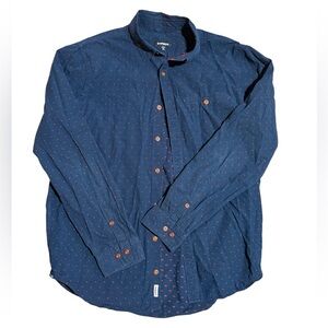 Express Men’s Navy and Red Patterned Casual Shirt Size XL